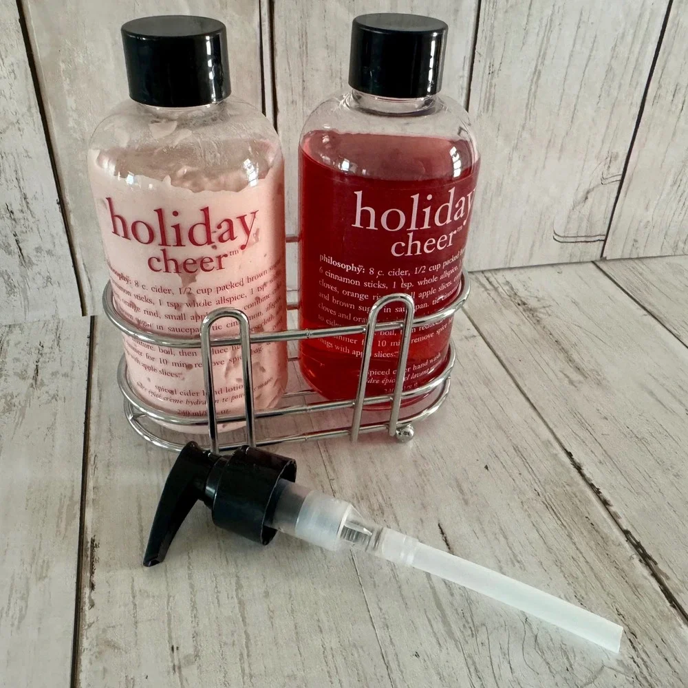 Philosophy Holiday Cheer Spiced Cider Hand Wash and Lotion Set 1 Pump Caddy NEW
